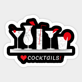 Heart Love Cocktails Happy Hour Humor Sticker